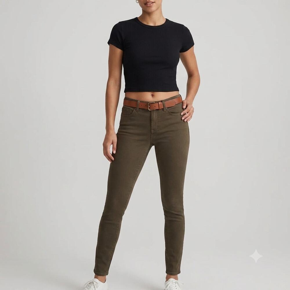 Madewell Skinny Skinny Ankle Jeans Olive Green Low Rise Stretch Denim Size 28